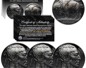 LOT OF 4 1935 1936 Indian Head Buffalo Nickel, 5 Cents • Black Ruthenium Edition in Protective Capsule with COA • Full Date