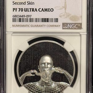 2023 Cook Islands Second Skin Proof Coin • 1 oz Fine Silver (99.9% Pure) High Relief with OGP Box • Graded NGC PF70 Ultra Cameo
