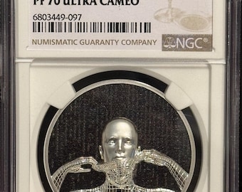 2023 Cook Islands Second Skin Proof Coin • 1 oz Fine Silver (99.9% Pure) High Relief with OGP Box • Graded NGC PF70 Ultra Cameo