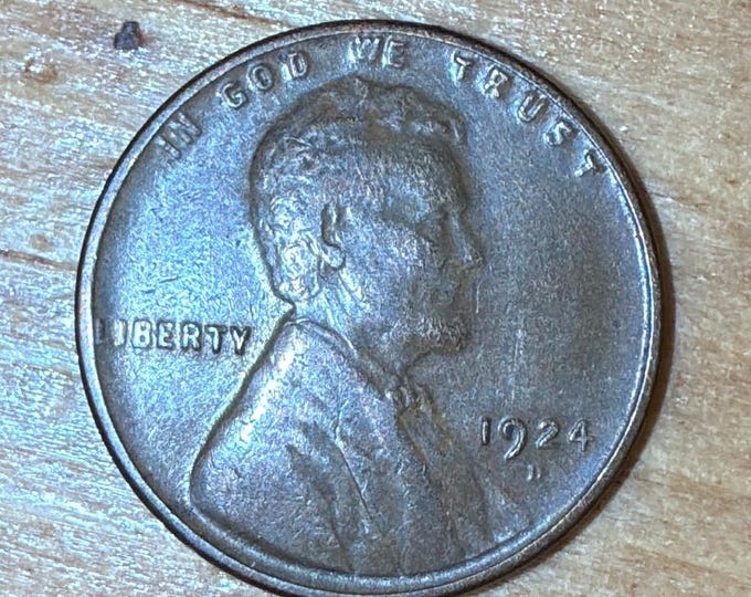 1924 D Lincoln Wheat Cent • SEMI-KEY DATE • Denver Mint • Genuine Ungraded Raw Coin • Better Grade, Very Fine Vf+