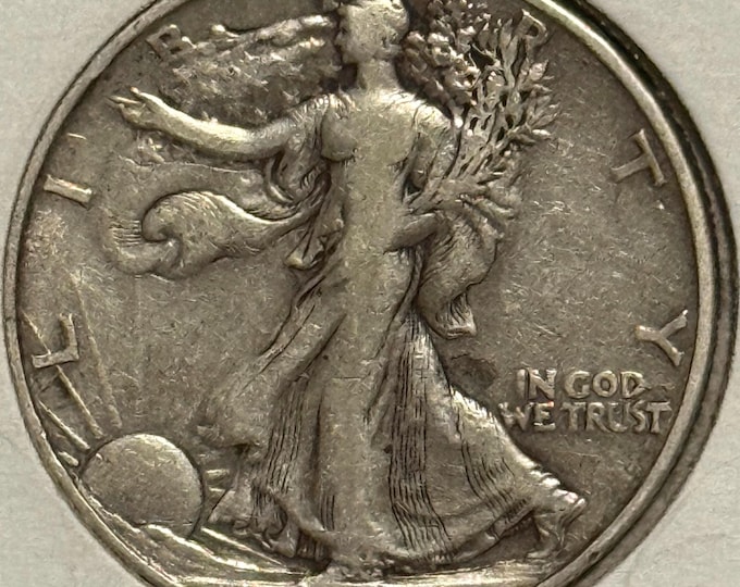 1938 D Walking Liberty Half Dollar 50c • KEY DATE • Denver Mint • 90% Pure Silver Type Coin • Ungraded Better Condition Vf/Xf