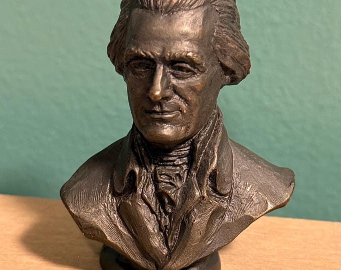 1977 Franklin Mint Presidential Bust Vintage Solid Bronze Statue, Thomas Jefferson (1801-1809)