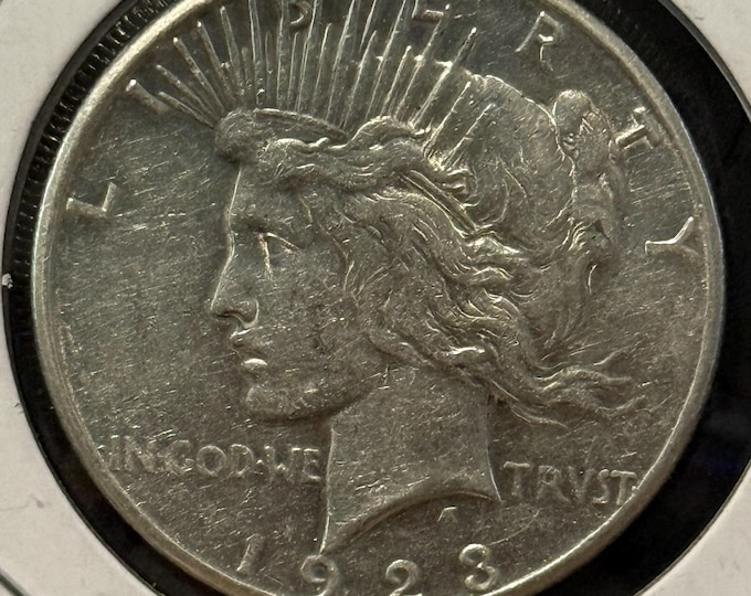 1923 P Peace Dollar • 90% Silver Type Coin • Philadelphia Mint • Better Condition Ungraded Raw United States Round Silver Peace Dollar