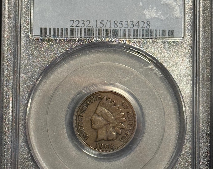 1908 S Indian Head Penny Cent 1c • KEY DATE • Graded PCGS F15