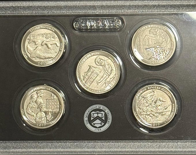 2017 S 225th Anniversary Enhanced Uncirculated Clad Quarters • 5 Coin US Mint Special Finish Set • San Francisco Mint