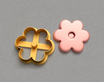 Six Petal Flower Polymer Clay Cutters: Style A, 6 Sizes