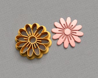 Daisy Polymer Clay Cutters: 6 Sizes, Style B (3D Printed)