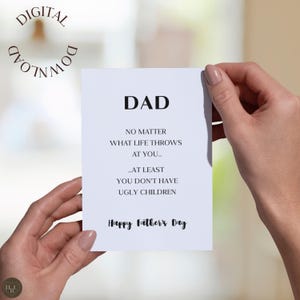 Afdrukbare wenskaart grappige vaderdag, papa, grap, opvouwbaar, citaat, grappig, humor, instant download, thuis afdrukken, sarcastische kaart
