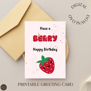 Jolie carte d'anniversaire, à imprimer à la maison, carte de voeux, carte pliable, carte-cadeau imprimable, carte Galentines, téléchargement numérique, doux et mignon