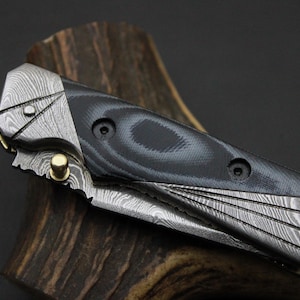Custom Handmade Damascus FoldingKnife G10Micarta Handle Anniversary Gift For men Groomsman Gift Pocket Knife Camping Knife Personalized Gift