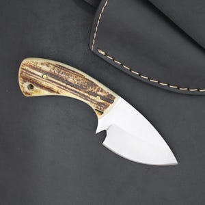 Handmade D2Steel Knife Custom Full Tang Blade With Stag Horn Handle With Leather Sheath custom knife Groomsman Gift Anniversary Gift for Him