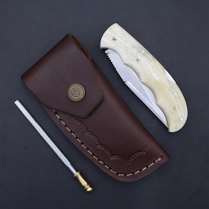 Handmade D2steel  Pocket Folding knife Handle Camel Bone Anniversary Gift Groomsmen Gift Dad gift for Him Customized knife Father's Day Gift