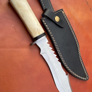 Handmade Bowie Knife With D2 Steel With Camel Bone Handle Gift For Father  Birthday Gift Anniversary Gift Camping knife Groomsman Gift