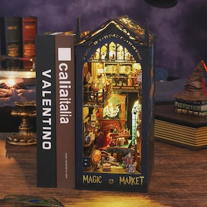 Magic Market DIY Book Nook Kit Mysterious Castle | Miniature Bookshelf Insert