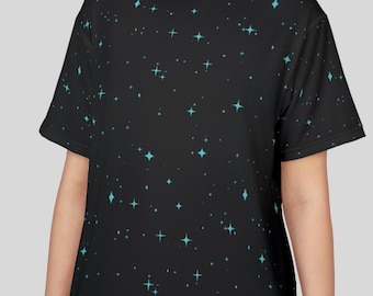 T-shirt galaxie imprimé céleste, chemise spatiale, cadeau pour elle, cadeau de nerd de vêtements spatiaux pour lui, t-shirt pour les amoureux de l'espace, vibrations de l'espace