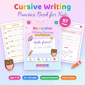 Quaderno di esercizi di scrittura corsiva per bambini dai 7 ai 10 anni / Unire le lettere, parole, frasi (PDF)