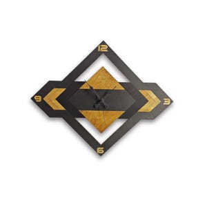 Mid-Century Modern Oversize Wooden Wall Clock: Silent Geometric Design