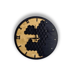 Large Wooden Wall Clock: Mid-Century Modern Farmhouse Silent Clock