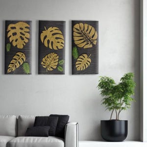 Birch Plywood Flower Wall Art - Set of 3 - Boho Scandinavian Decor