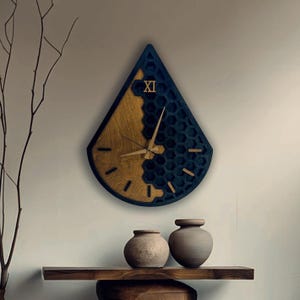 Honeycomb Wooden Wall Clock: Mid-Century Modern Baltic Birch