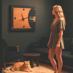 Square Birch Plywood Wall Clock: Modern Minimalist Home Decor