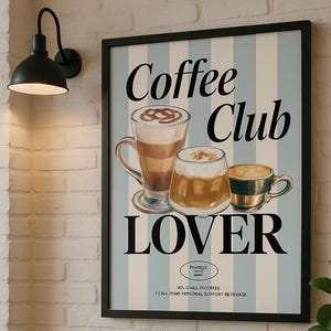 Arte de parede para amantes de café | Download digital de arte vintage | Pôster de café com inspiração vintage | Decoração de cozinha de cafeteria | Arte para impressão em cafeteria
