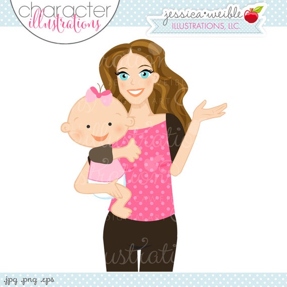 Morena Mama Bebe Nina Caracter Ilustracion Ilustracion De Etsy