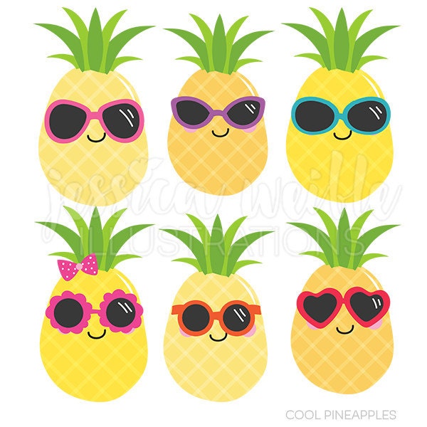 Cute Pineapple Digital Clip Art Clipart Set Personal and Commercial Use