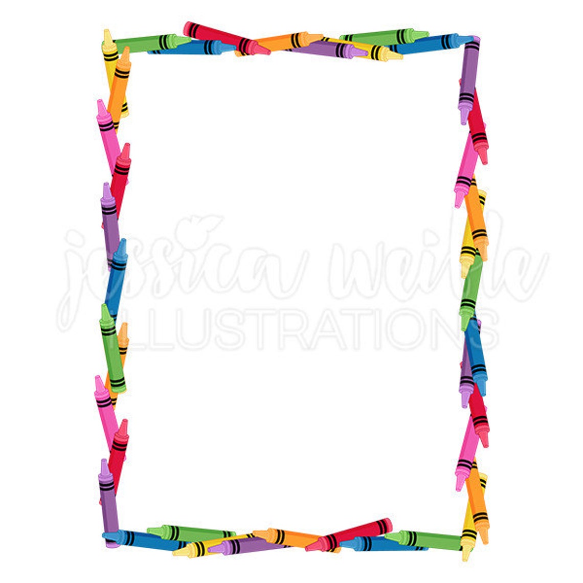 Crayon Frame Clip Art Imágenes prediseñadas digitales lindas Etsy