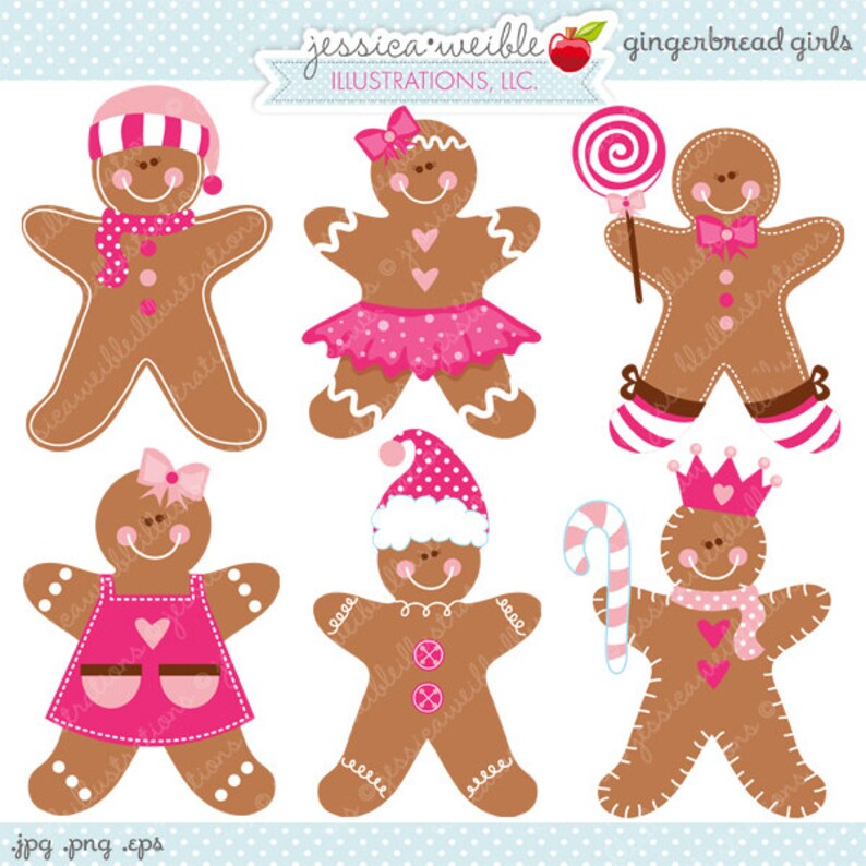 Gingerbread Girls Cute Digital Clipart Commercial Use OK Etsy