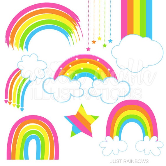 Just Rainbows Cute Digital Clipart Rainbow Clip art Rainbow | Etsy