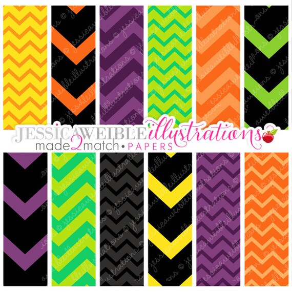 Halloween Chevron Cute Digital Papers Commercial Use Ok Etsy