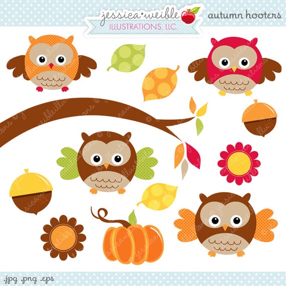 Herbst Hooters Niedlich Digitale Clipart Kommerzielle Etsy