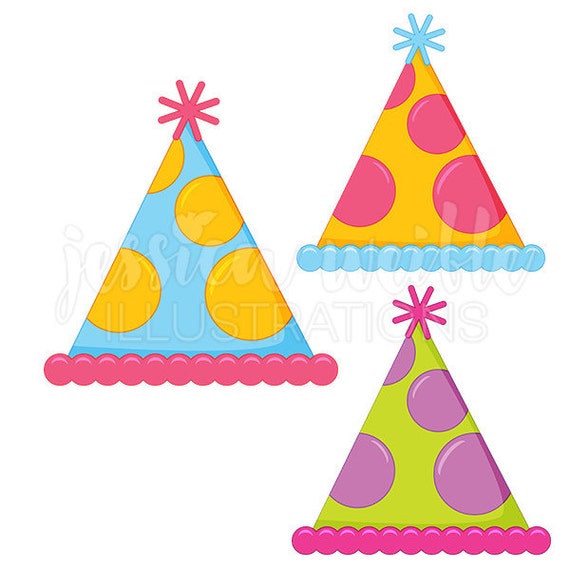 Polka Dot Party Hat Cute Digital Clipart, Party Hat Clip art, Party Hat Graphics, Party Hat Illustration, #236 Il_570xn