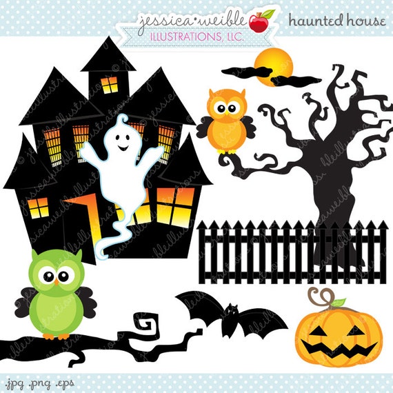 49+ Cute Spooky Haunted House Clipart PNG