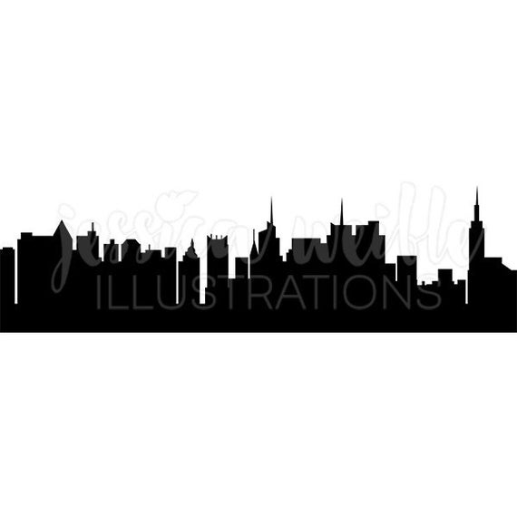 New York Skyline Silhouette Digital Clipart New York Clip Etsy