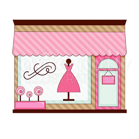 Pink Boutique Store Front Cute Digital Clipart Cute Boutique Etsy