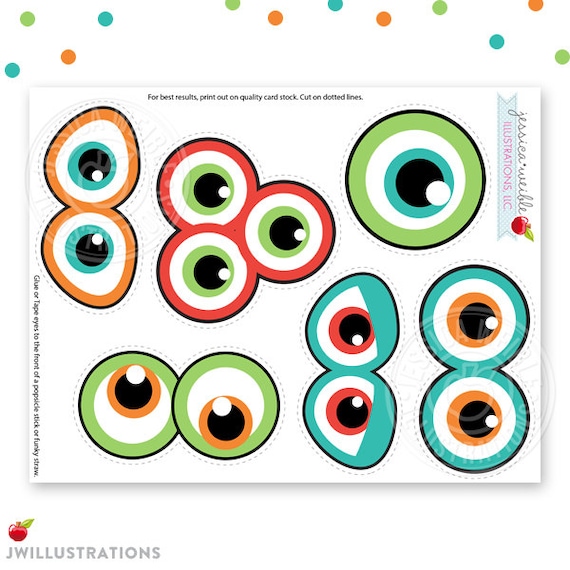 Monster Eyes Cute Printable Birthday Party Favors Printable Etsy