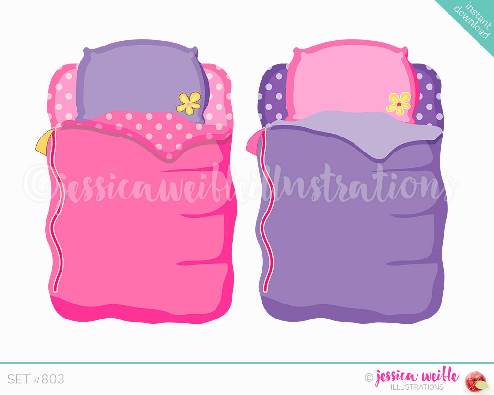 Instant Download Girls Sleeping Bag Cute Digital Clipart Etsy