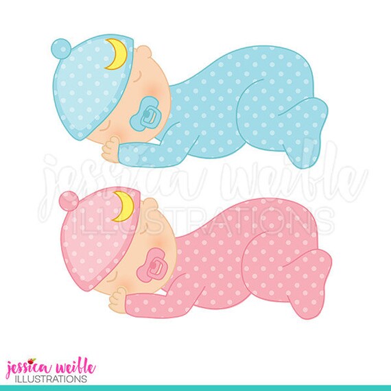 Sweet Dreams Baby Cute Digital Clipart Sleeping Baby Clip Etsy