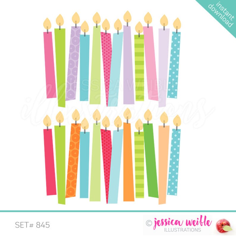Birthday Candle Group Cute Digital Clipart birthday candles Etsy