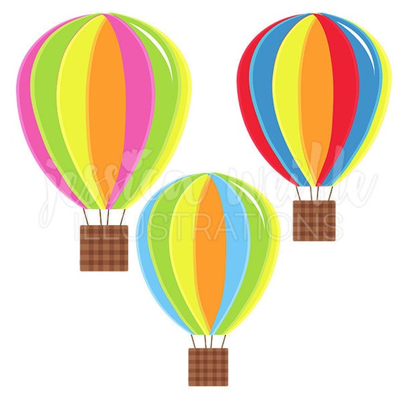 Hot Air Balloons Cute Digital Clipart Fun Striped Hot Air Balloon