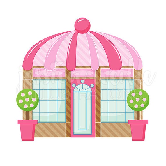 Pink Boutique Store Front Cute Digital Clipart, Cute Boutique Clip art, Shop Graphics, Boutique Illustration, #378 Il_570xn