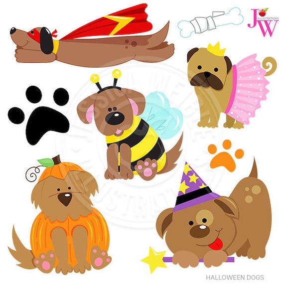 Halloween Dogs Cute Digital Clipart Halloween Puppy Clip art | Etsy