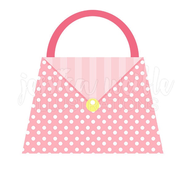 Polka Dot Pink Purse Cute Digital Clipart Fashion Clip art Etsy
