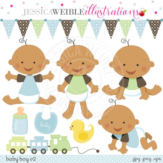 Baby Boy V2 Cute Digital Clipart for Card Design, Scrapbooking, and Web