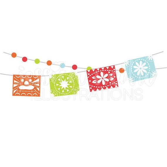 Fiesta Party Banner Cute Digital Clipart, Cinco De Mayo Clip art, Fiesta Bunting Graphic, Mexican Party Garland Illustration, #1619 Il_570xn
