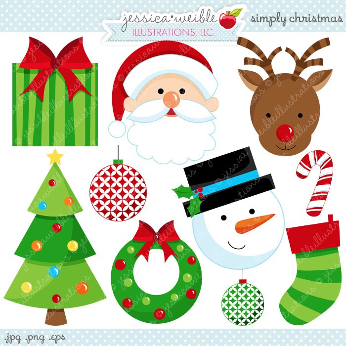 Simply Christmas Cute Christmas Digital Clipart Commercial | Etsy