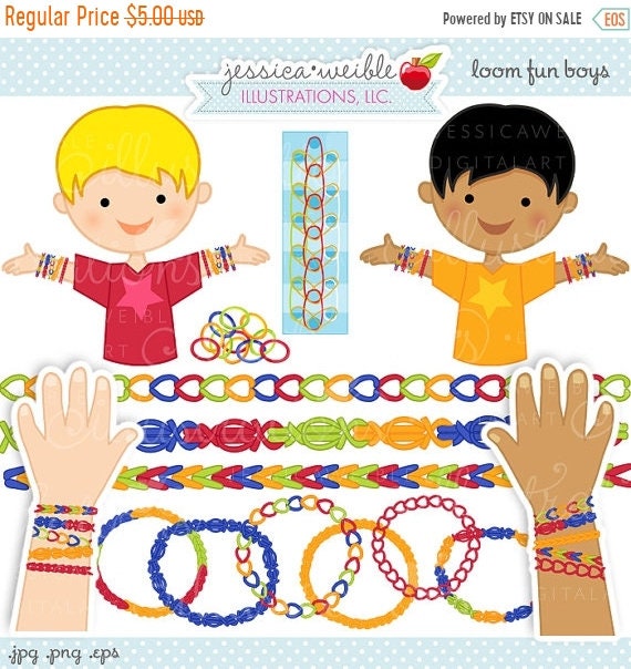 SALE Loom Fun Boys Cute Digital Clipart - Commercial Use OK - Rubber Band Bracelet Clipart - Boys Craft Graphics Il_570xn