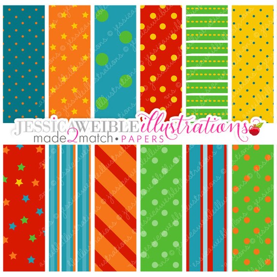 Birthday Boy Cute Digital Papers for Card Design, Scrapbooking, and Web Design Il_570xn